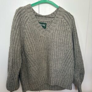 American Eagle Outfitters Heather Gray Cable Knit Sweater